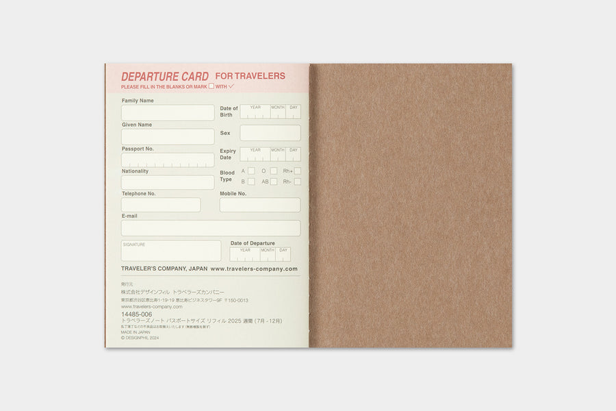 TRAVELER'S COMPANY - Traveler's Notebook Passport - 2025 Wochenplaner 