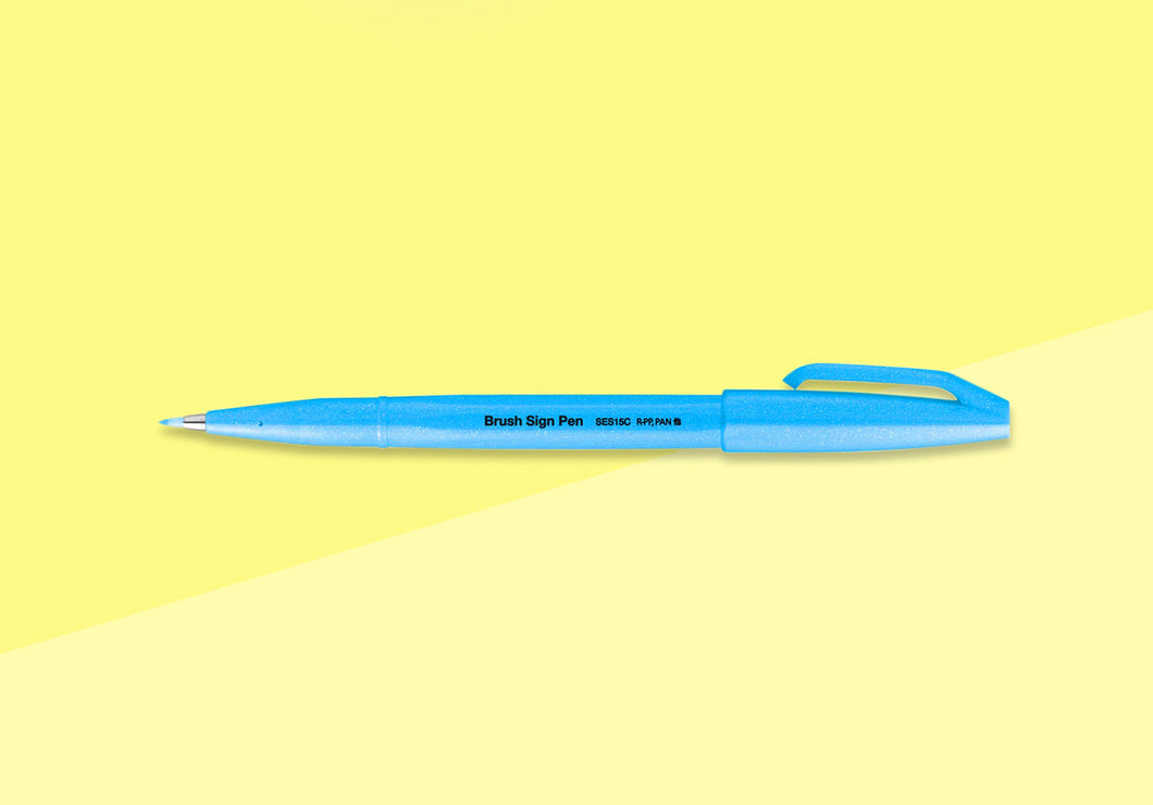 PENTEL - Touch Brush Sign Pen SES15 - Fluorescent Blue