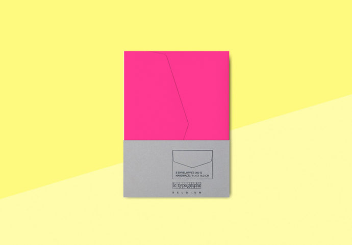 LE TYPOGRAPHE  - Pack of 5 envelopes - Pink Fluorescent