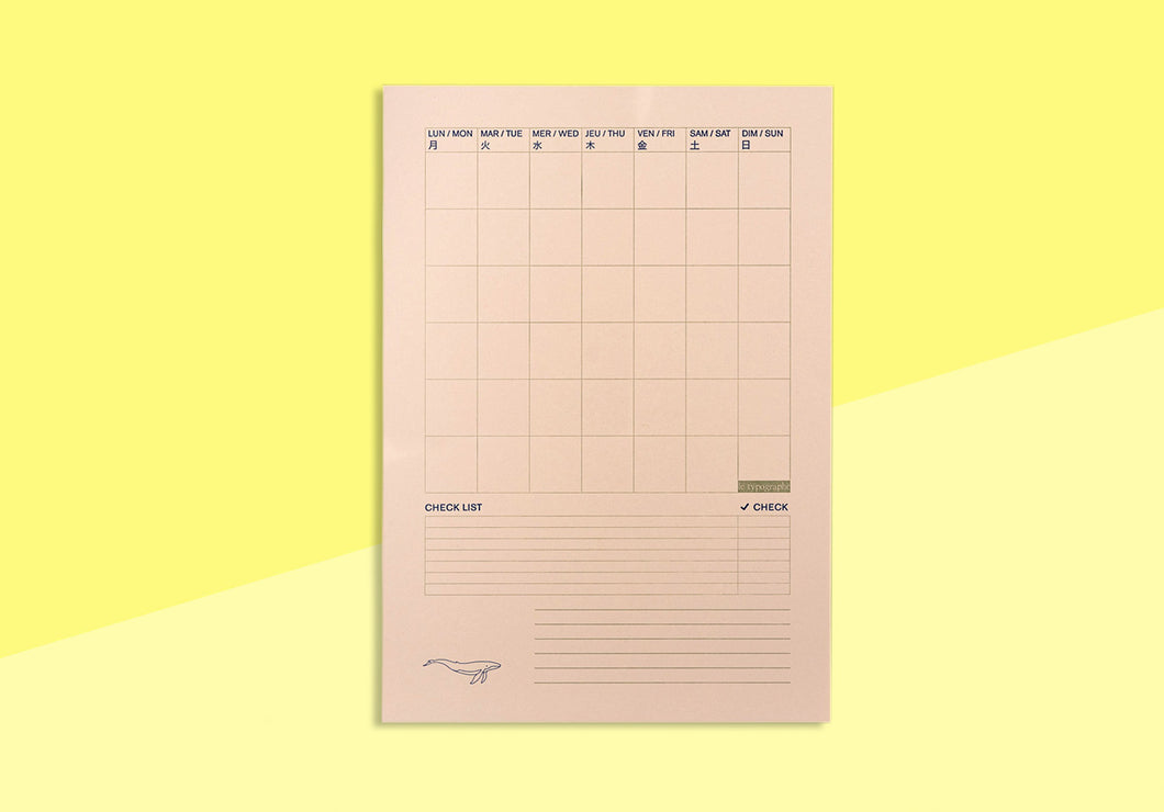 LE TYPOGRAPHE - Monthly Planner - A4 Pad - Whale