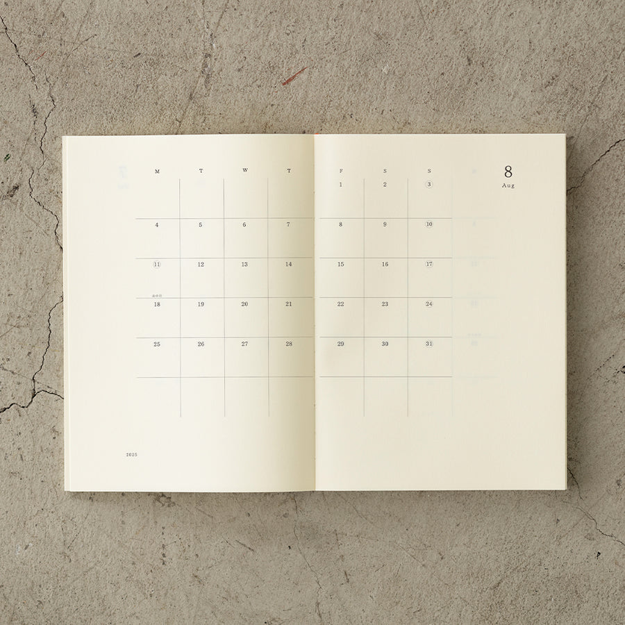 MIDORI - MD Notizbuch Kalender - A5 Thin 2025