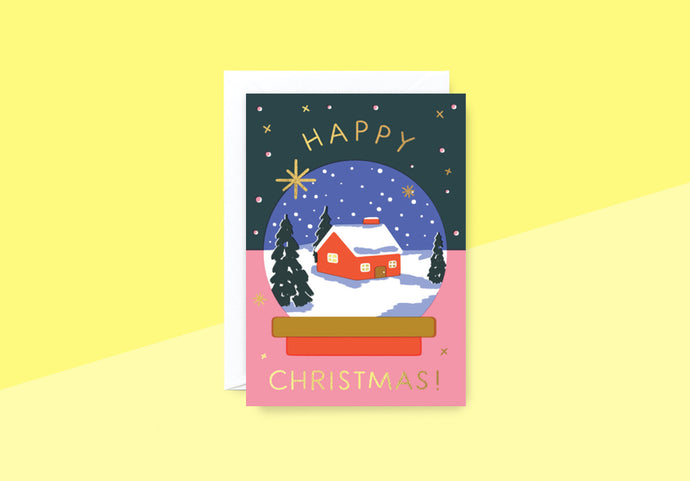 WRAP - Greeting card - Happy Christmas Snow Globe